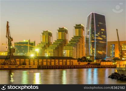 Baku - JULY 10, 2015: Port Baku on July 10 in Baku, Azerbaijan. Port Baku is residential and office complex. Baku - JULY 10, 2015: Port Baku on July 10 in Baku, Azerbaijan.
