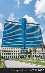 Baku - JULY 18, 2015: Hilton Hotel on July 18 in Baku, Azerbaijan. Baku has many modern hotels. Baku - JULY 18, 2015: Hilton Hotel on July 18 in Baku, Azerbaija