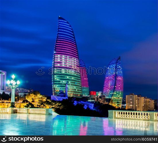 Baku - MARCH 9, 2014: Flame Towers on March 9 in Azerbaijan, Baku. Flame Towers are new skyscrapers in Baku
