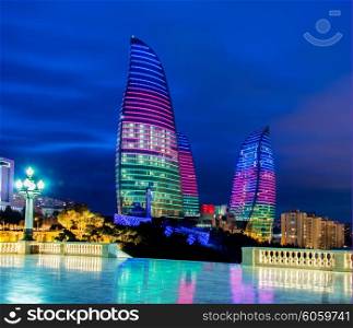 Baku - MARCH 9, 2014: Flame Towers on March 9 in Azerbaijan, Baku. Flame Towers are new skyscrapers in Baku