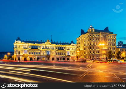 Baku - MAY 30, 2014: Azneft Square on May 30 in Baku, Azerbaijan. Azneft Square is one of the largest squares in Baku