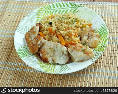 bal?k plov - fish pilaf.Azerbaijan cuisine