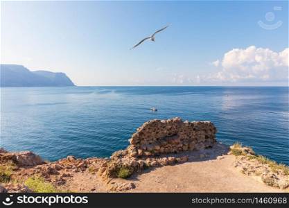 Balaklava Bay in Crimea, sea view from the cape.. Balaklava Bay in Crimea, sea view from the cape