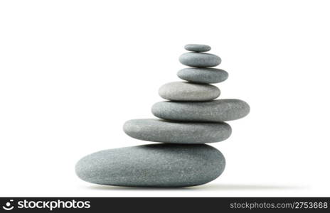 Balance. A construction from a pebble. It is isolated on a white background