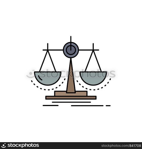 Balance, decision, justice, law, scale Flat Color Icon Vector