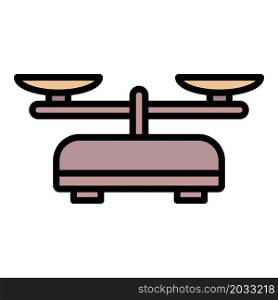 Balance scales icon. Outline balance scales vector icon color flat isolated. Balance scales icon color outline vector
