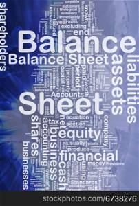 Balance sheet background concept. Background concept wordcloud illustration of balance sheet international