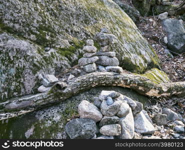 Balance stones standing on top of each other in mountains Seoraksan, Seoraksan