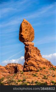 Balanced Rock in Arches National Park near Moab Utah at sunset