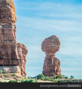 Balanced Rock in Arches National Park near Moab Utah at sunset