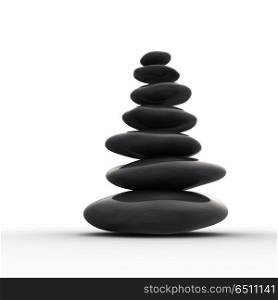 Balanced row from zen pebbles. Balanced row from zen pebbles. 3d render. Balanced row from zen pebbles