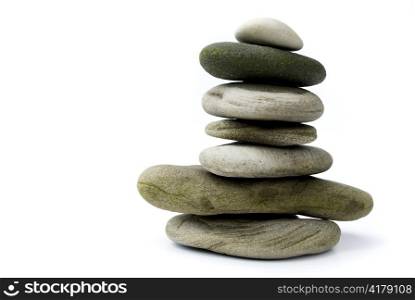 balanced spa stones isolated on white background