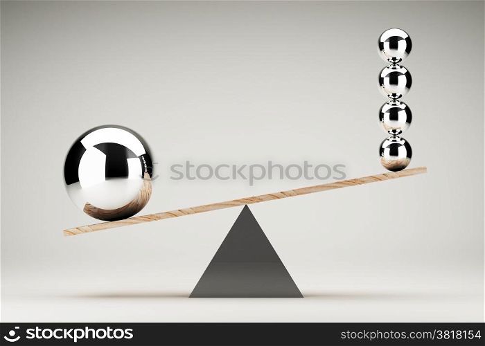 Balancing balls on wooden board conception