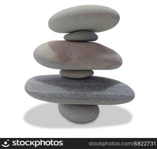 balancing pebbles isolated on white