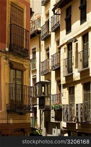 Balconies of buildings, Toledo, Spain