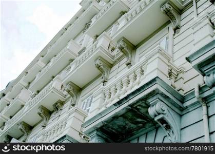 Balconies on facade of a building in Santander /Spain/