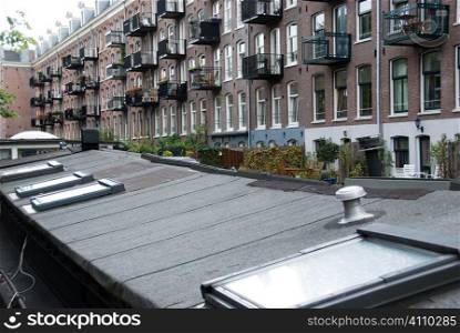 Balcony exteriors and rooftops in Amsterdam, Holland