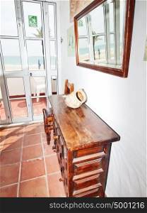 balcony in small hotel with view at the sea. Andalusia