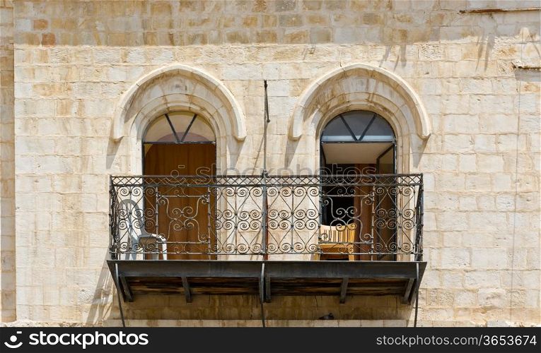 Balcony on the Facade in Old City of Jerusalem