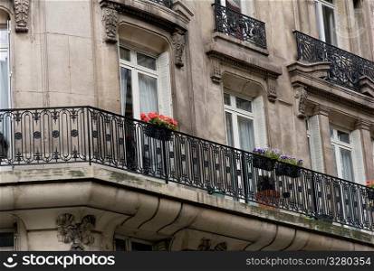 Balcony with flowers in Paris France