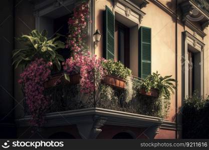 balcony with potted flowers and greenery on fa???? ?? ???????? ?? ??? ????? ?????????? ???