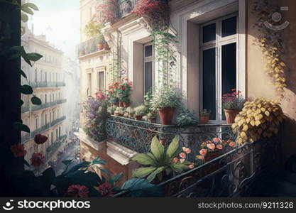 balcony with potted flowers on fa???? ?? ??? ????? ???? ? ???? ?? ??? ???????? ???????? ?????????? ???