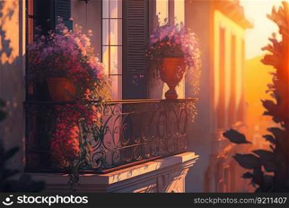 balcony with potted flowers on fa???? ?????? ??????? ??????? ?????????? ?? ??? ????? ?????????? ???
