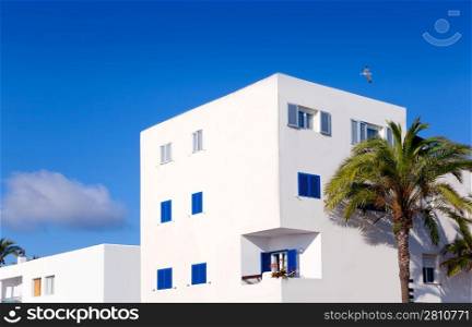 Balearic Formentera island white houses in La Savina
