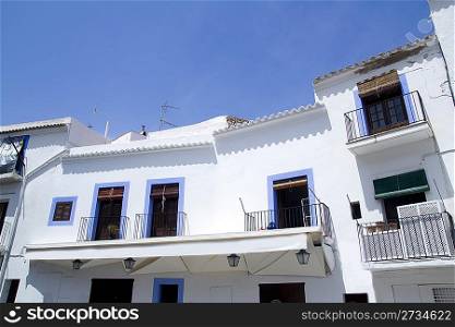 Balearic Ibiza white island architecture Mediterranean blue sky