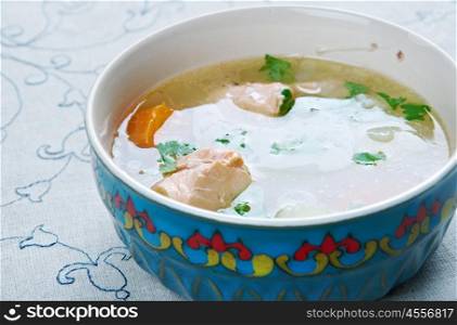 balik shurpa - Uzbek fish soup.