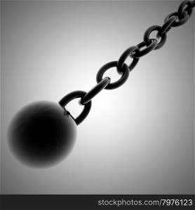 Ball and chain, 3d render, square image