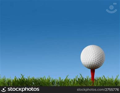Ball for a golf on a green lawn. 3d rendering