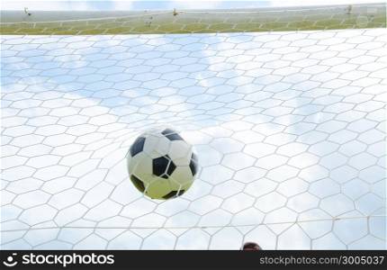 ball in goal and net for goal