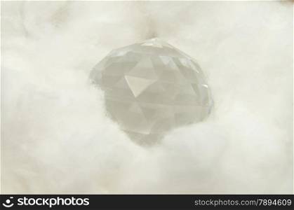 Ball of glass in cotton
