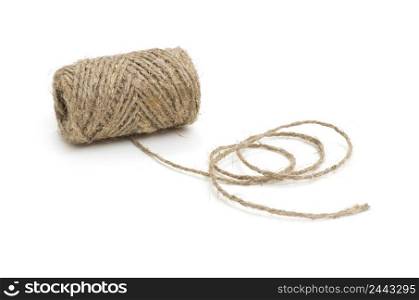 Ball of gray yarn isolated on white background