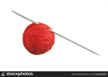 ball of wool and knitting needles isolated on a white background