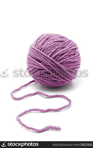 Ball of yarn on white background