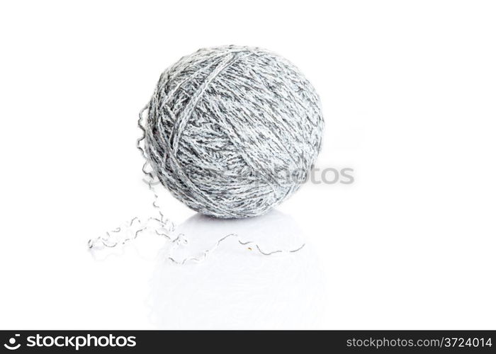 ball of yarn on white background