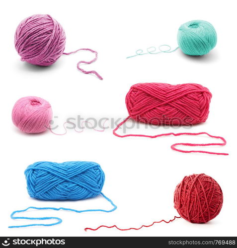 Ball of yarn on white background