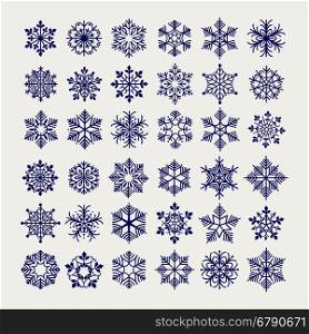Ball pen imitation snowflakes set. Snowflakes set vector illustration. Ball pen imitation drawing snowflakes