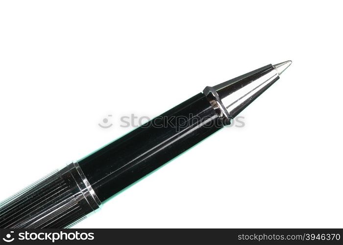 Ball point pen macro isolated over white background