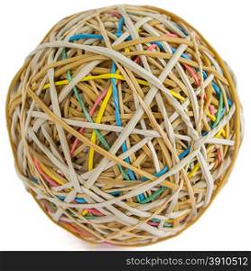 Ball rubber bands. rubber bands have red, green, yellow, blue, brown colors