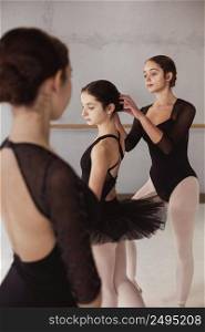 ballerinas preparing together performance