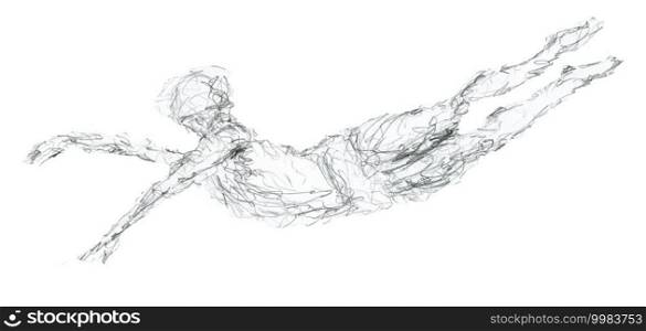 Ballet dancer in the air. A hand drawing human sketch. Ballet dancer in the air. human sketch