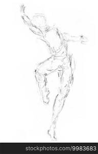 Ballet dancer. Sketch silhouette. Hand drawn tradional art illustration.. Ballet dancer. Sketch silhouette. tradional art illustration
