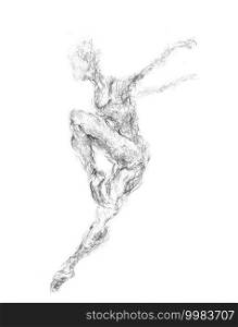 Ballet sketch. Dynamic illustration. Graphite pencil drawing