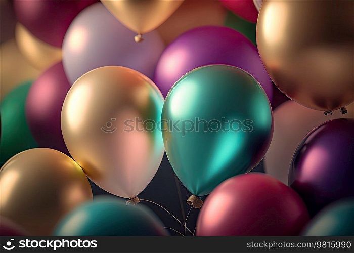 Balloon Birthday Holiday Background. Illustration AI Generative