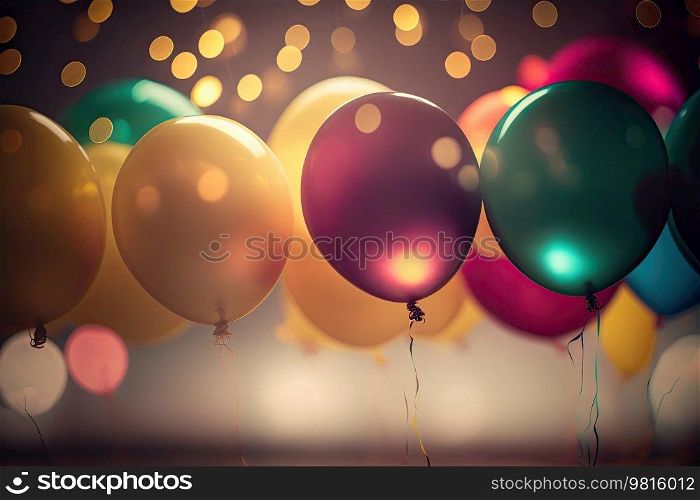Balloon Birthday Holiday Background. Illustration AI Generative