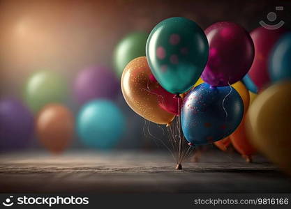 Balloon Birthday Holiday Background. Illustration AI Generative