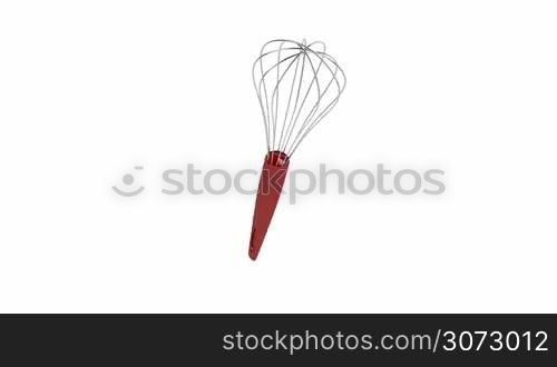Balloon whisk spin on white background